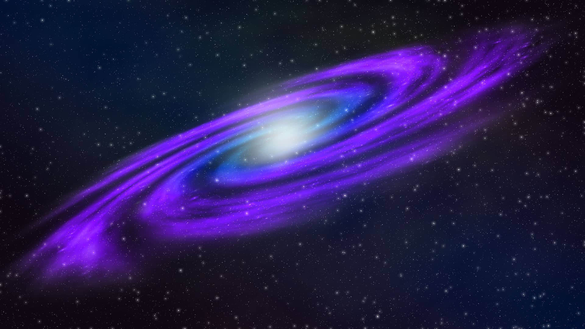 A distant view of the 5-armed Hadieia Galaxy.